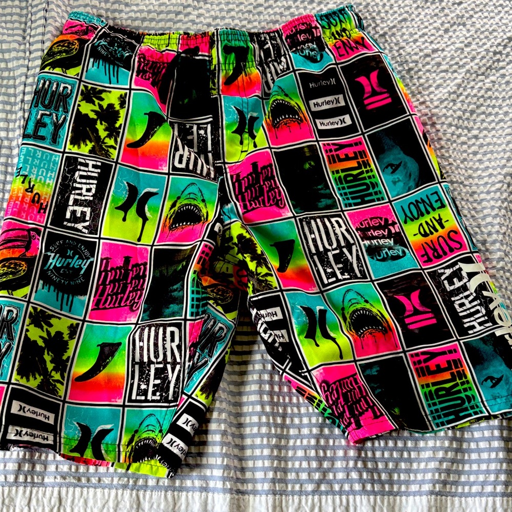 Hurley Neon and multi color xl bathing suit